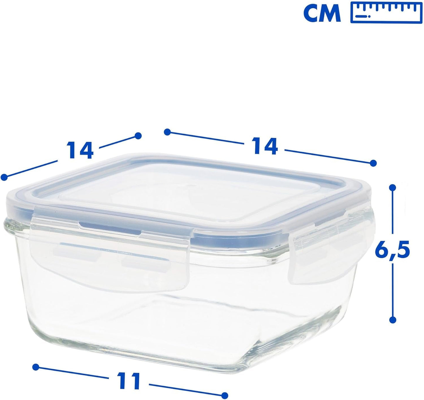 Max Home Paquete de 8 Recipientes Herméticos de Vidrio Fiambrera de Vidrio para Microondas Recipientes para Alimentos Resellables Tapas Transparentes de 550 ml Recipientes para Alimentos (16538) Cajas de Almacenamiento de Alimentos Naty Shop
