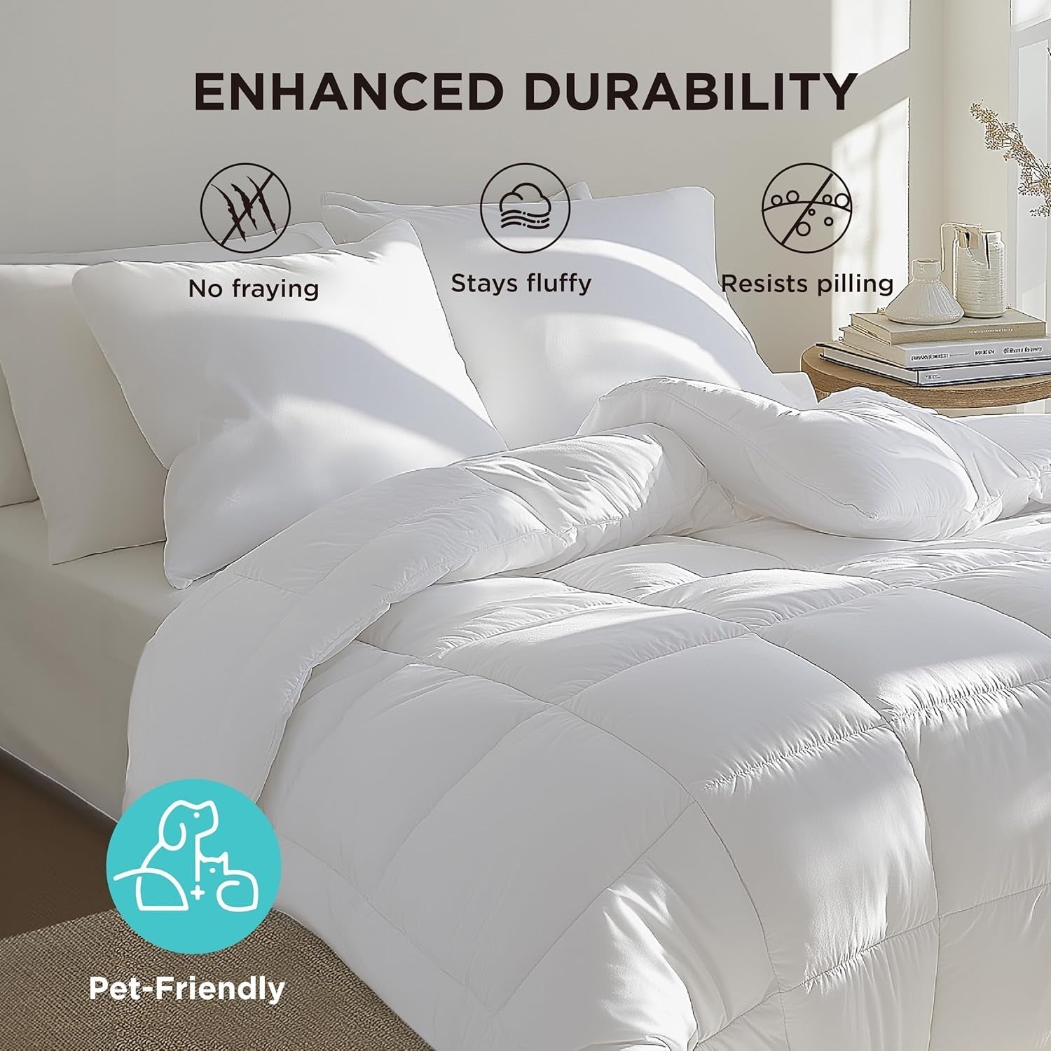BEDSURE Edredón acolchado Full/Queen (88"X88") Edredones y edredones blancos Naty Shop
