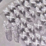 Aurora Muschel Schmetterling Nagelsticker Weiß Schmetterlinge Nail Sticker Gelee Relief Butterfly Nagelaufkleber Y2K Mariposas Nagel Sticker Nägel Nageldesign Nagel Zubehör Nail Art Stickers Nailart
