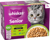 Whiskas Senior 7+ Comida Húmeda Selección Mixta en Salsa, 48 sobres, 12x85g (paquete de 4) - Comida húmeda de alta calidad para gatos a partir de 7 años