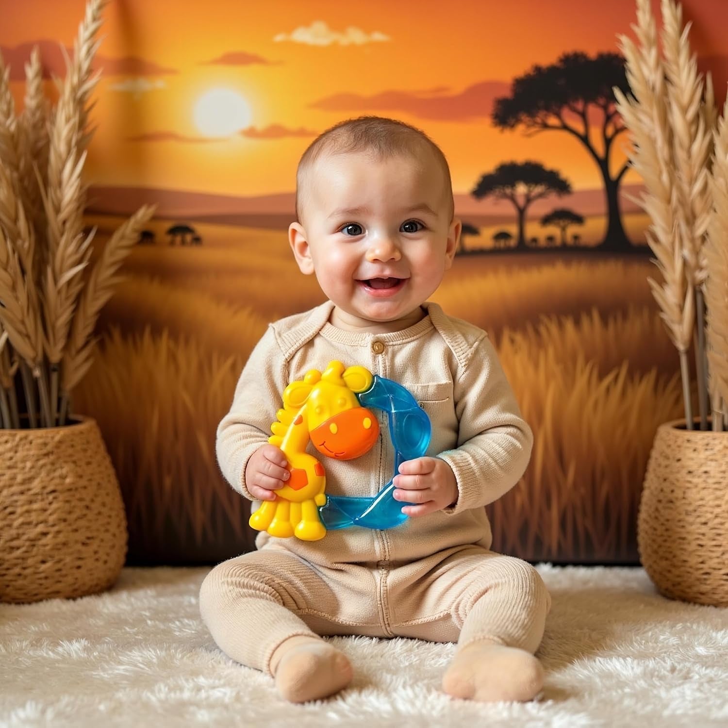 Mordedor Playgro Jerry Jirafa - Mordedor para bebé - Mordedor para bebé de silicona - Mordedor de silicona - Ayuda para la dentición - Silicona - Mordedor para bebé - Colorido