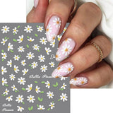 5D en relieve margaritas blancas pegatinas de uñas flores pegatinas de uñas flores pegatinas autoadhesivas pegatinas de arte de uñas margaritas accesorios de decoración de uñas pegatinas de diseño de flores arte de uñas