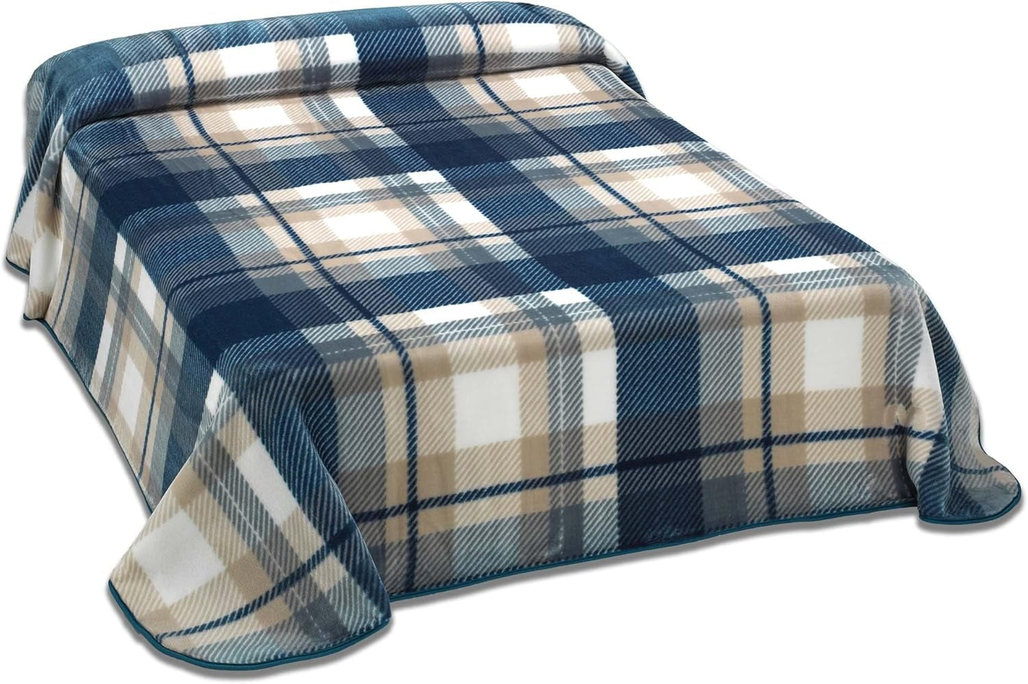 MANTAS MORA Manta estampada, gran volumen, 100% poliéster, 450 G/M², suave, para otoño/invierno, Diseño Harmony K60, 260 X 240 cm, para camas de 160/180 cm, azul Edredones y edredones Naty Shop Azul 260X240Cm - Cama De 160/180Cm