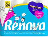 Papel higiénico Renova Skincare, 3 capas, blanco, 24 rollos