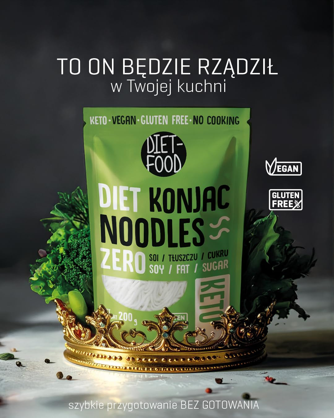 Fideos Shirataki Dietéticos | Fideos Konjac bajos en carbohidratos | 200 gramos de comida vegana baja en calorías, sin grasa, sin soja, sin gluten, fideos dietéticos solubles en agua