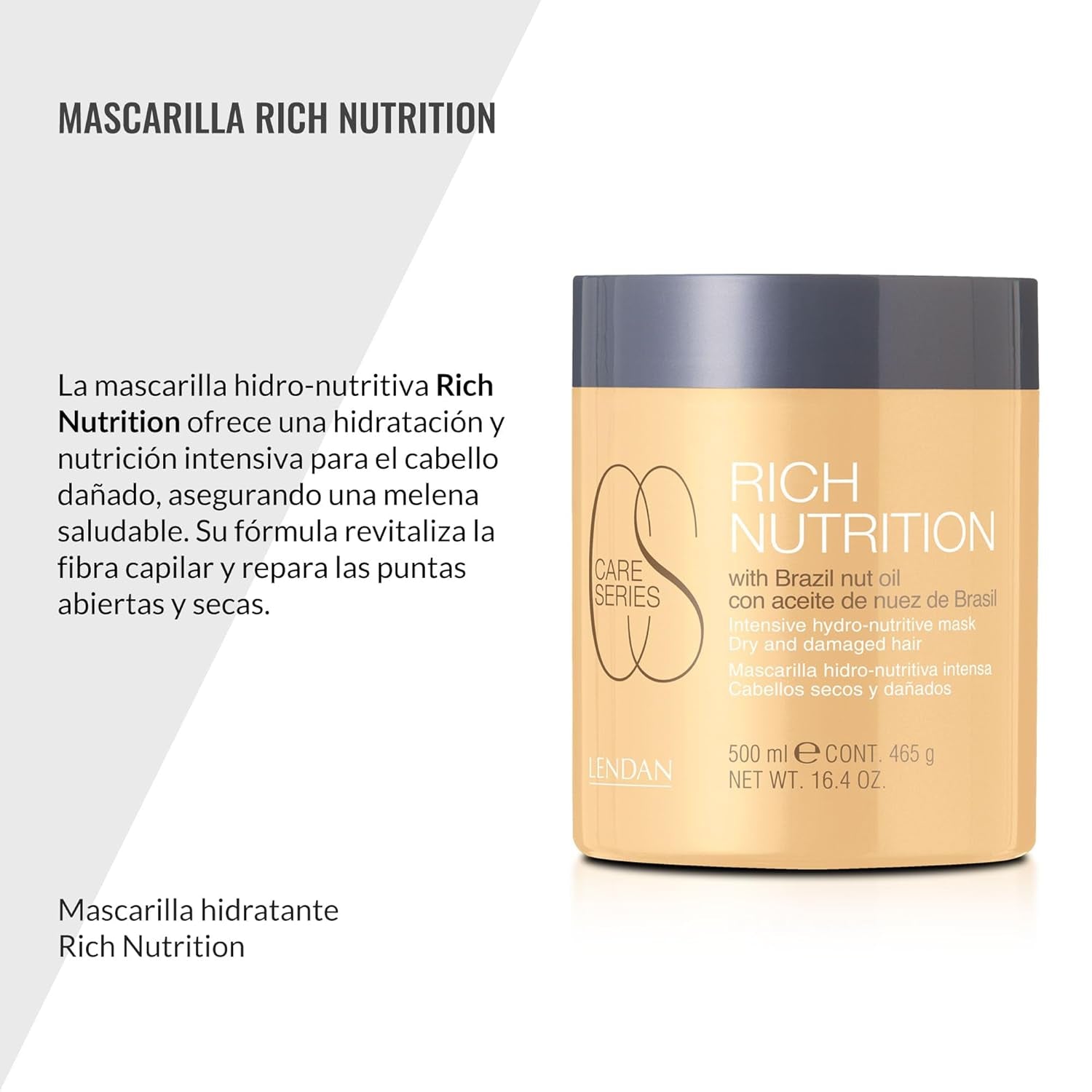 Mascarilla capilar hidratante - Nutrición rica - 500 ml - cabello seco y dañado - con aceite de nuez de Brasil - nutre y aporta hidratación intensa al cabello, repara Naty Shop Hair Mask