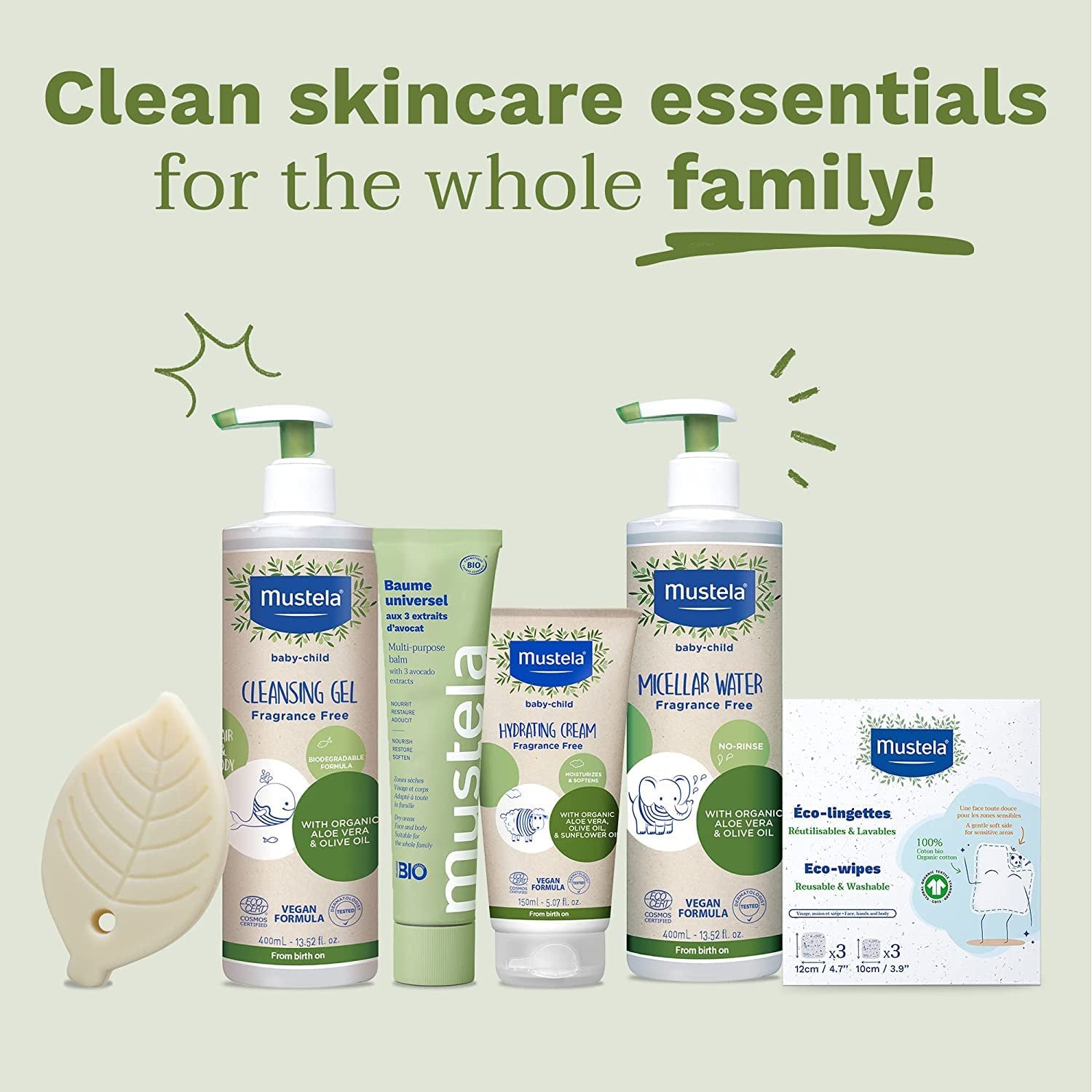 Pañales corporales y de maquillaje reutilizables 100% algodón GOTS para bebés y toda la familia: limpia la piel y absorbe la suciedad, adecuados para pieles sensibles (paquete de 6)