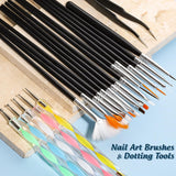 FANDAMEI Pinsel Für Gelnägel, 15 Pcs Nagel Pinsel, 5 Blätter Nagelsticker, Strasssteine ​​​​Nägel, Nageldesign Set, Nageldesign Zubehör, Nail Art Pinsel Set, Nailart Pinsel Und Dekorationen Set