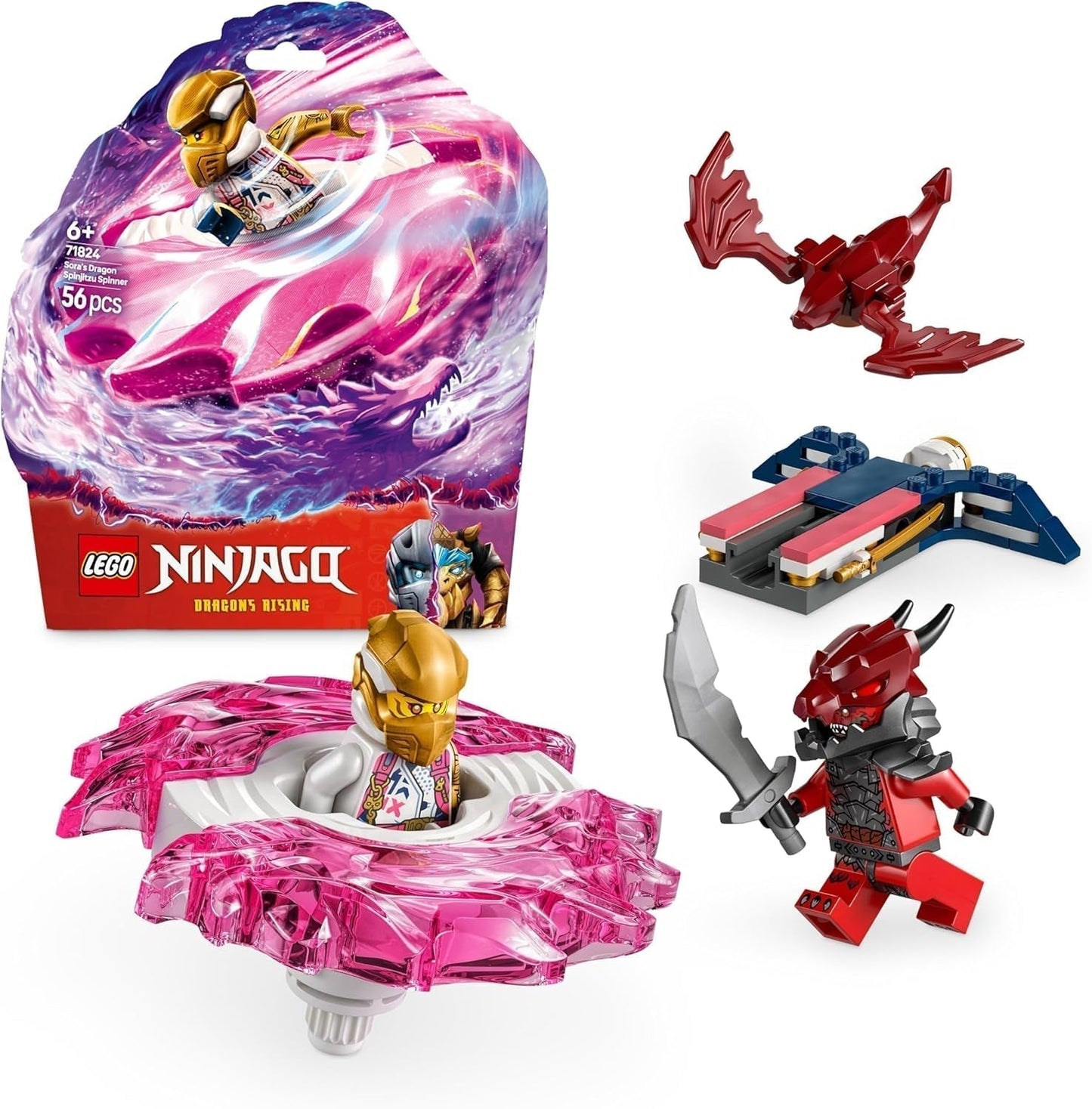LEGO NINJAGO Spinjitzu Spinner Dragón de Sora - Juguete Ninja de Acción con 2 Minifiguras - Pequeño Juego para Niños - Idea de Regalo para Niños y Niñas de 6 Años y Mayores 71824 Juegos de Construcción Besuche den LEGO-Store Default Title