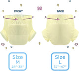 CutiePlusU Pañales para adultos, paquete de 10 bragas desechables para incontinencia con trabillas para mujeres y hombres, máxima absorbencia durante la noche - amarillo (tamaño mediano 71-96 cm)
