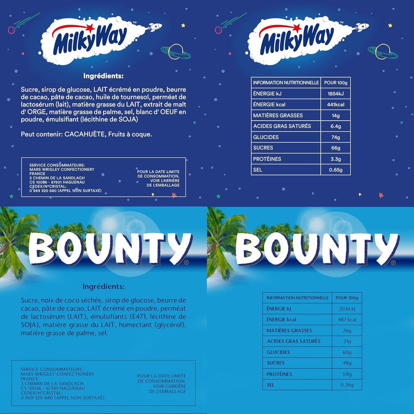 Minis mixtos, Snickers, Bounty, Twix, Milky Way, paquete a granel de chocolate, un paquete (1 x 400 g) (paquete de 5)