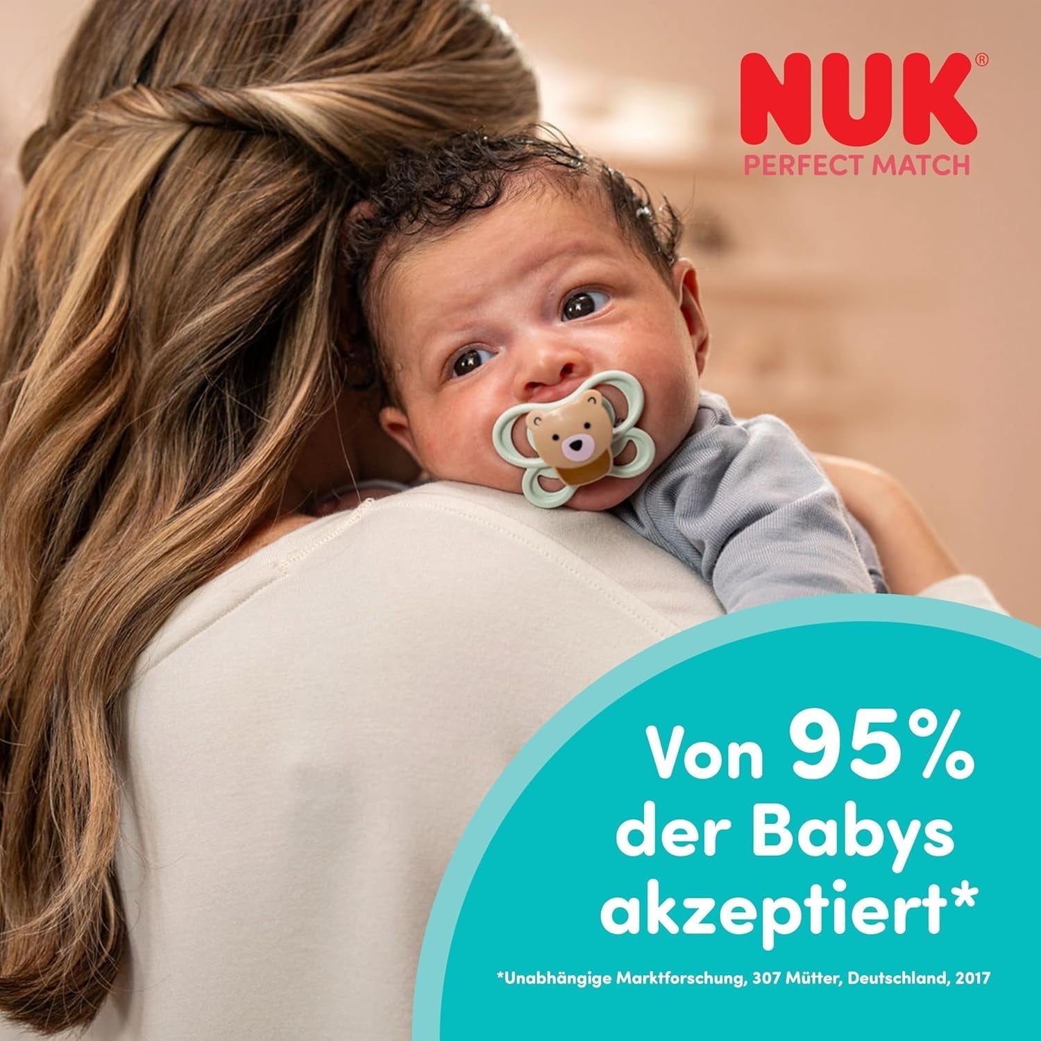 Chupetes NUK Perfect Match Air para bebés | 0-6 meses | Chupetes de ortodoncia que favorecen la circulación del aire y evitan el babeo | 95% de aceptación por parte de los bebés** | Zorro/Oso de peluche | Paquete de 2