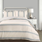 Colcha estilo granja a rayas de Lush Decor, tamaño matrimonial/queen, edredones y edredones grises Naty Shop King Blue