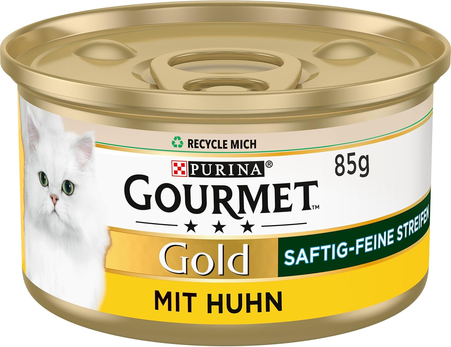 Gourmet Gold Succulent Fine Strips, comida húmeda para gatos con pollo, paquete de 12 (12 x 85 g)