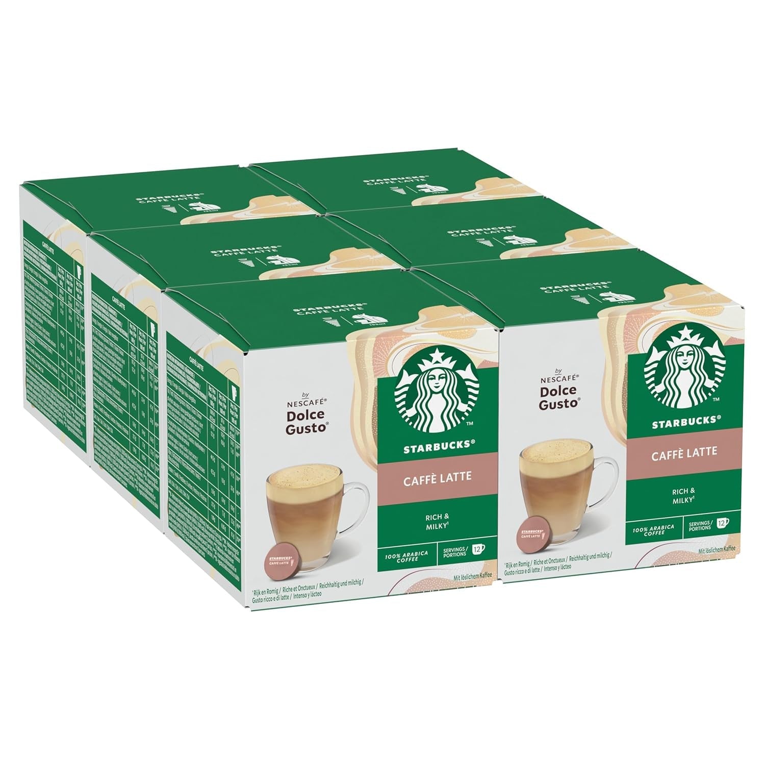 STARBUCKS Caffè Latte de Nescafé Dolce Gusto Kaffeekapseln 6 x 12 (72 Kapseln)