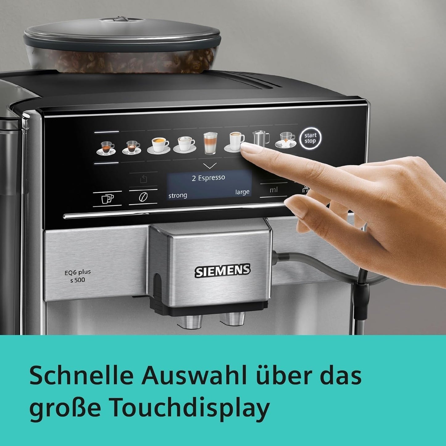 Cafetera espresso automática Siemens EQ.6 plus s300 TE653501DE, para muchas especialidades de café, espumador de leche, molinillo cerámico, doble función de café, antical, limpieza automática a vapor, 1500 W, plateada