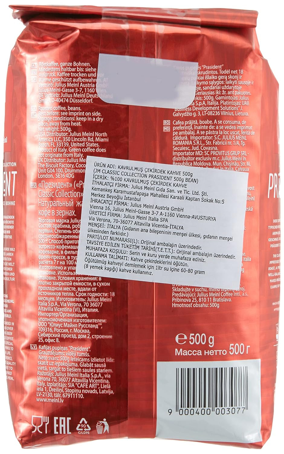 Frijoles enteros President, paquete de 2 (2 x 500 g)