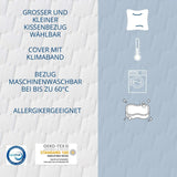 Almohada de espuma Genius Eazzzy 40X80 Cm altura 10Cm - Almohada de apoyo para el cuello con 2 grados de dureza + espuma de gel refrescante - Almohada para dormir de lado, boca arriba y boca abajo contra el dolor de cuello, almohadas estándar de poliéster Naty Shop