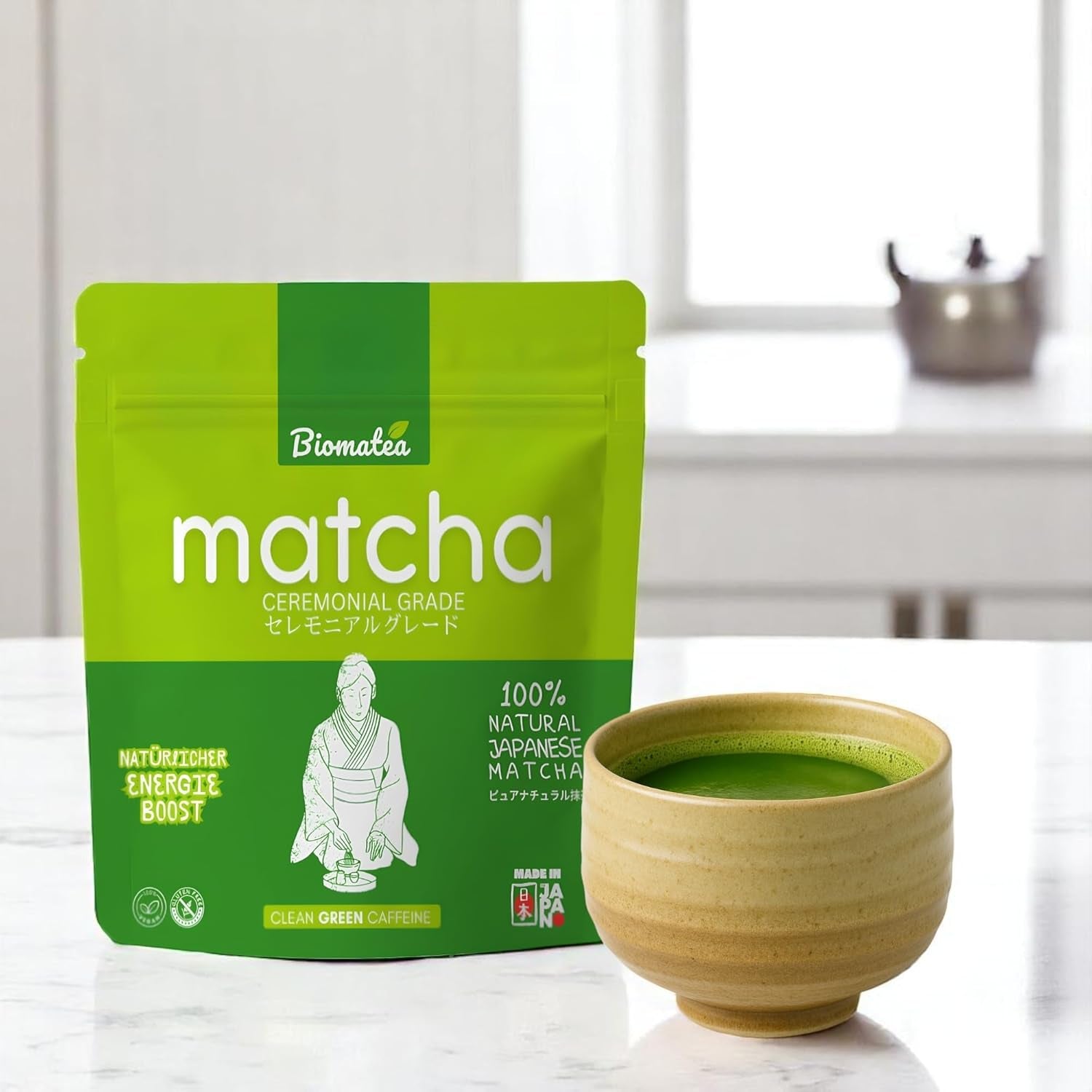 Matcha de grado ceremonial de 50 g de Japón - 100% natural, libre de pesticidas y probado - Molido en piedra - Té japonés Moegi Matcha Premium en polvo