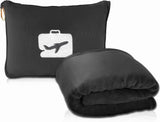 Eversnug Manta y almohada de viaje: suave manta de avión 2 en 1 con funda de almohada de bolsillo suave, funda para bolso y soporte para mochila (rojo burdeos) Almohadas de viaje Naty Shop Black
