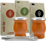 Juego de Té Mate Bio ● 3 Surtidos de Mate + 2 Mates de Acero Inoxidable de Doble Pared + 2 Bombillas + Instrucciones de Preparación (Negro)