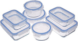 Amazon Basics Recipientes de vidrio para alimentos con tapas, paquete de 20 (10 recipientes + 10 tapas), cajas de almacenamiento de alimentos de color azul transparente sin BPA, paquete de 14 individuales Naty Shop