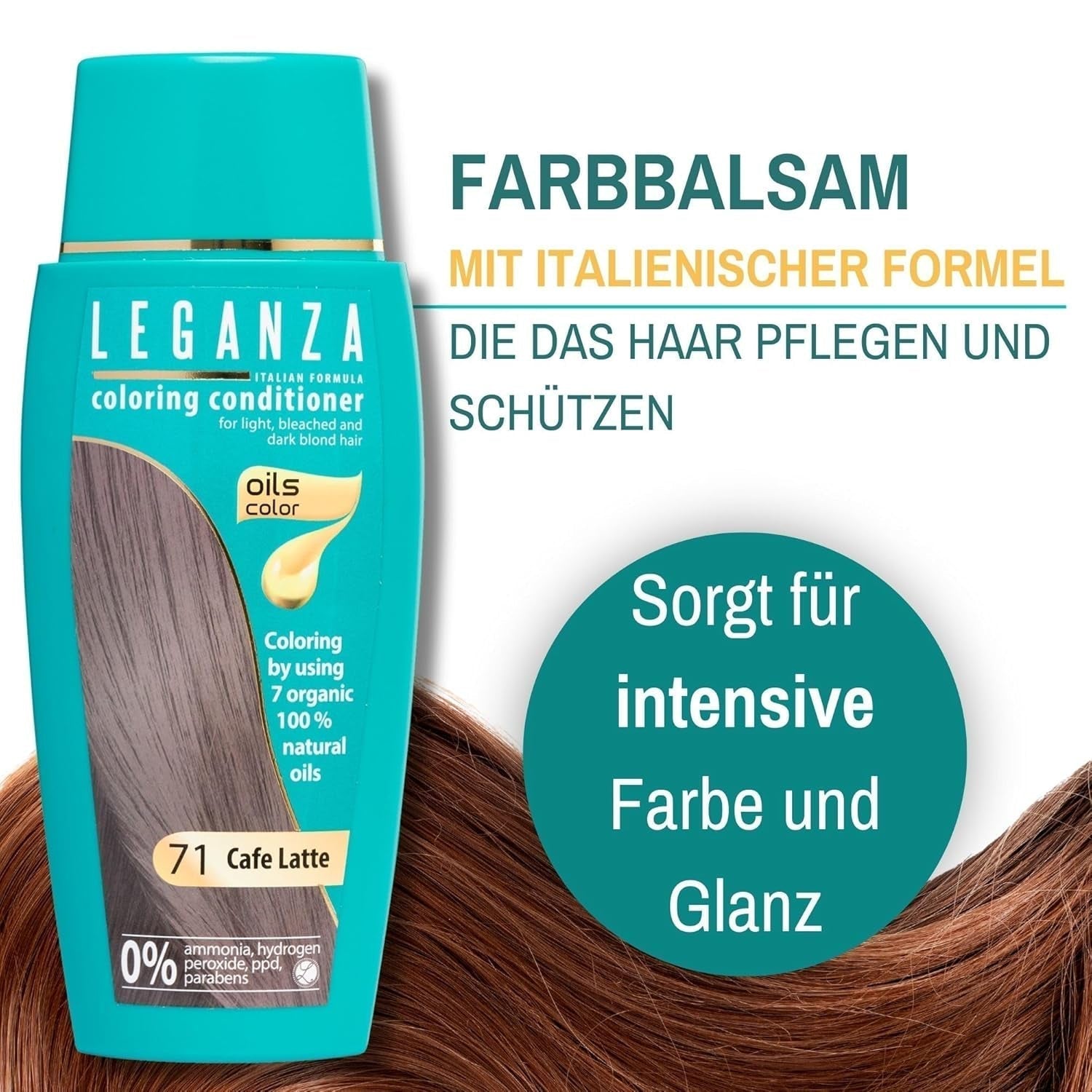 Leganza Bálsamo Natural Tinte Capilar Color 71 Café Latte | Tinte para el cabello sin amoniaco | Enriquecido con 7 aceites naturales | 150 ml tinte para el cabello Naty Shop
