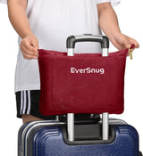 Eversnug Manta y almohada de viaje: suave manta de avión 2 en 1 con funda de almohada de bolsillo suave, funda para bolso y soporte para mochila (rojo burdeos) Almohadas de viaje Naty Shop