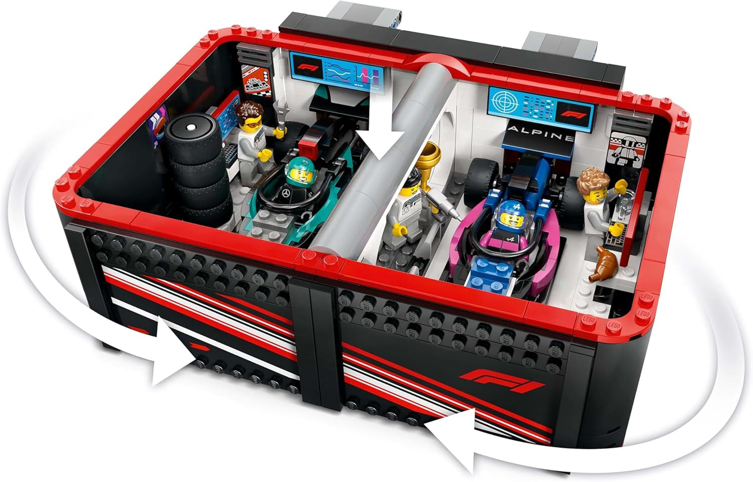 LEGO City Garaje de F1 con Mercedes-Amg y coches de carreras Alpine - Coche de carreras de Fórmula 1 con 2 conductores y 4 minifiguras mecánicas - Regalo para niños y niñas mayores de 7 años y aficionados 60444 Besuche den LEGO-Store Building Sets