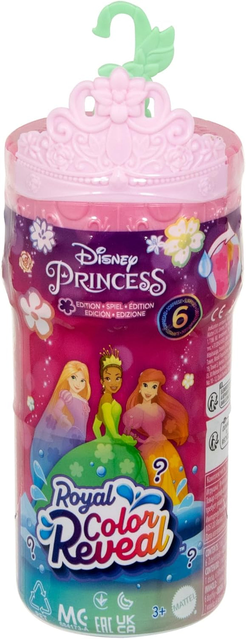 Mattel Disney Princess Royal Color Reveal Muñeca pequeña con 6 sorpresas, incluido anillo perfumado y 4 accesorios (las muñecas pueden variar), serie Garden Party HRN63