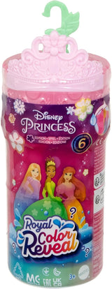 Mattel Disney Princess Royal Color Reveal Muñeca pequeña con 6 sorpresas, incluido anillo perfumado y 4 accesorios (las muñecas pueden variar), serie Garden Party HRN63