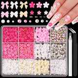 GZMAYUEN 920 Uds. Perlas planas doradas y plateadas para uñas, perlas de uñas color beige medio blanco, perlas pequeñas Halbrunde con parte posterior plana para decoración de uñas DIY