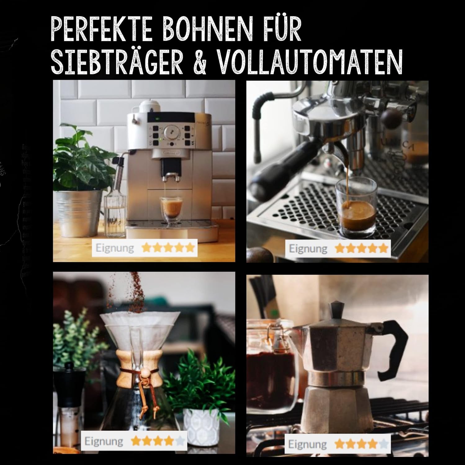 | Cafeteras extra fuertes | Café expreso 100% Robusta | viel Kaffein wenig Säure | 1000 g de café bohnen de ganze | geigeint für Totalmente automático | con garantía Zufriedenheits