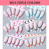 Nagelaufkleber con punta francesa - 6 Blatt Selbstklebende Nail Art Schablonen - Nagel Zubehör Und Dekoration