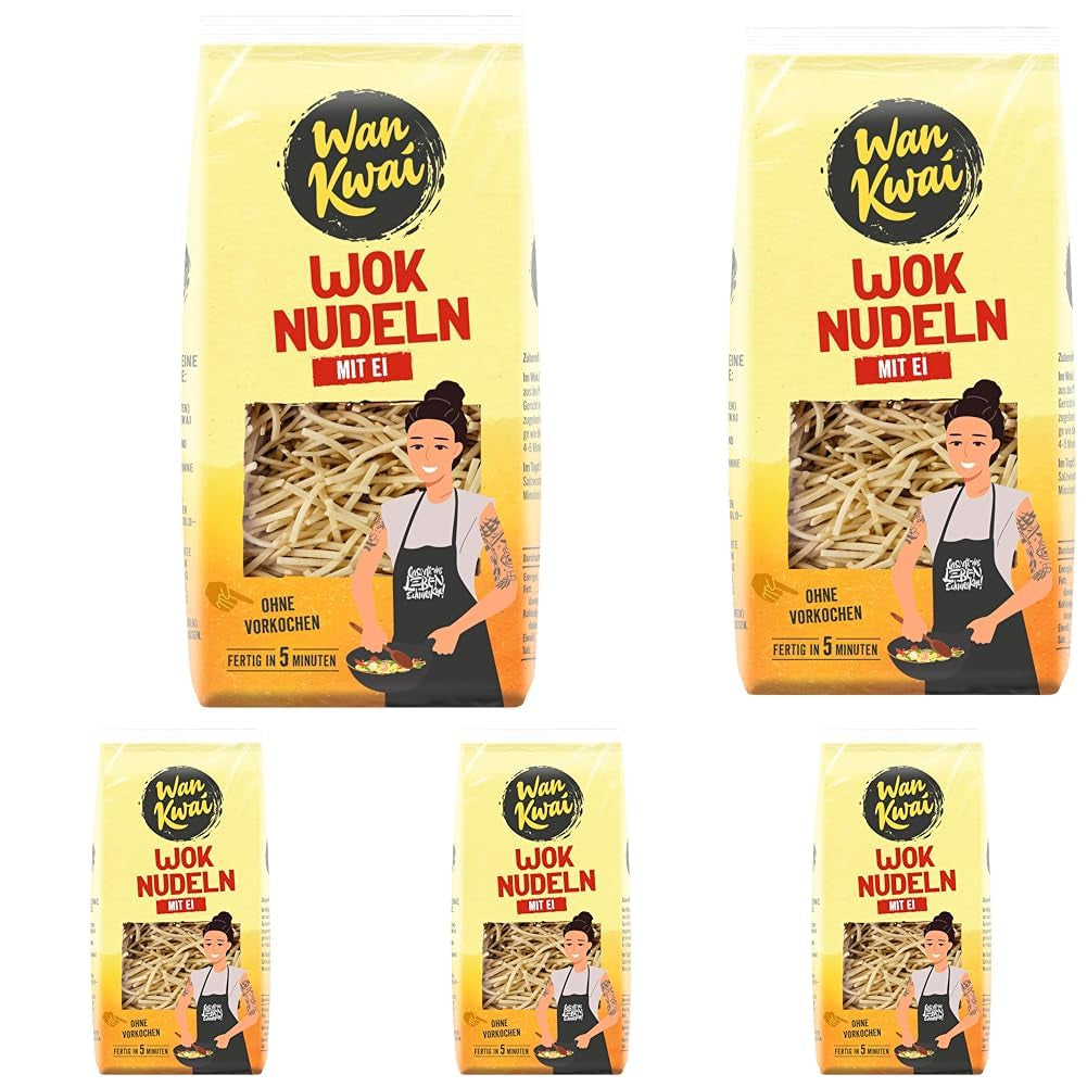 Fideos Wan Kwai Wok 250g: Delicias fritas con huevos reales, preparadas en un instante para deliciosas comidas fritas. ¡Sencillo, sabroso, asiático! (Pack of 5)