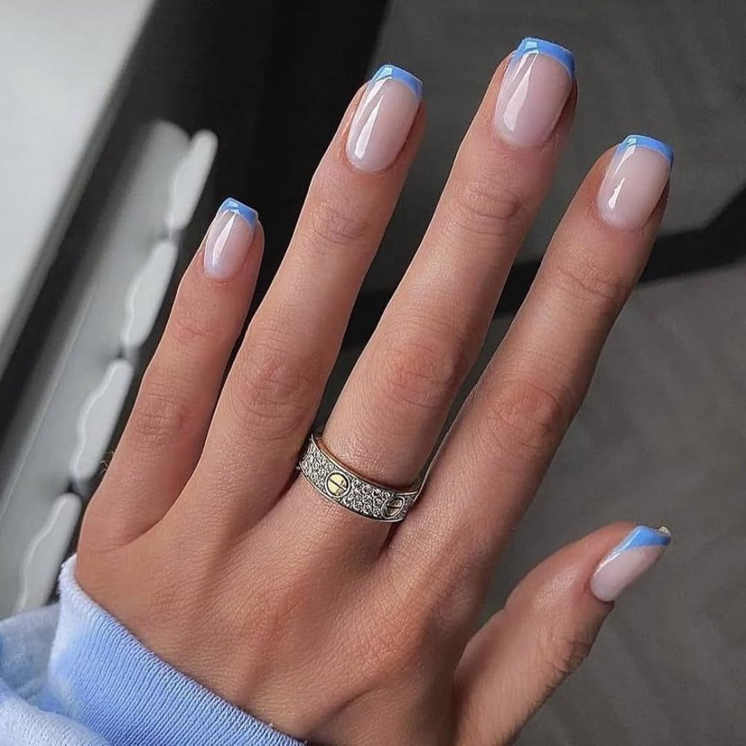 Puntas francesas largas, pegamento con purpurina dorada en uñas cuadradas largas, juego de uñas postizas con punta francesa y purpurina, uñas artificiales cuadradas para mujer, 24 Uds.