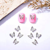 10 piezas de dijes de uñas de mariposa de aleación, piedras colgantes de Metal para decoración de uñas, piedras para diamantes, gemas, joyería de uñas, decoraciones artísticas, fabricación de joyas