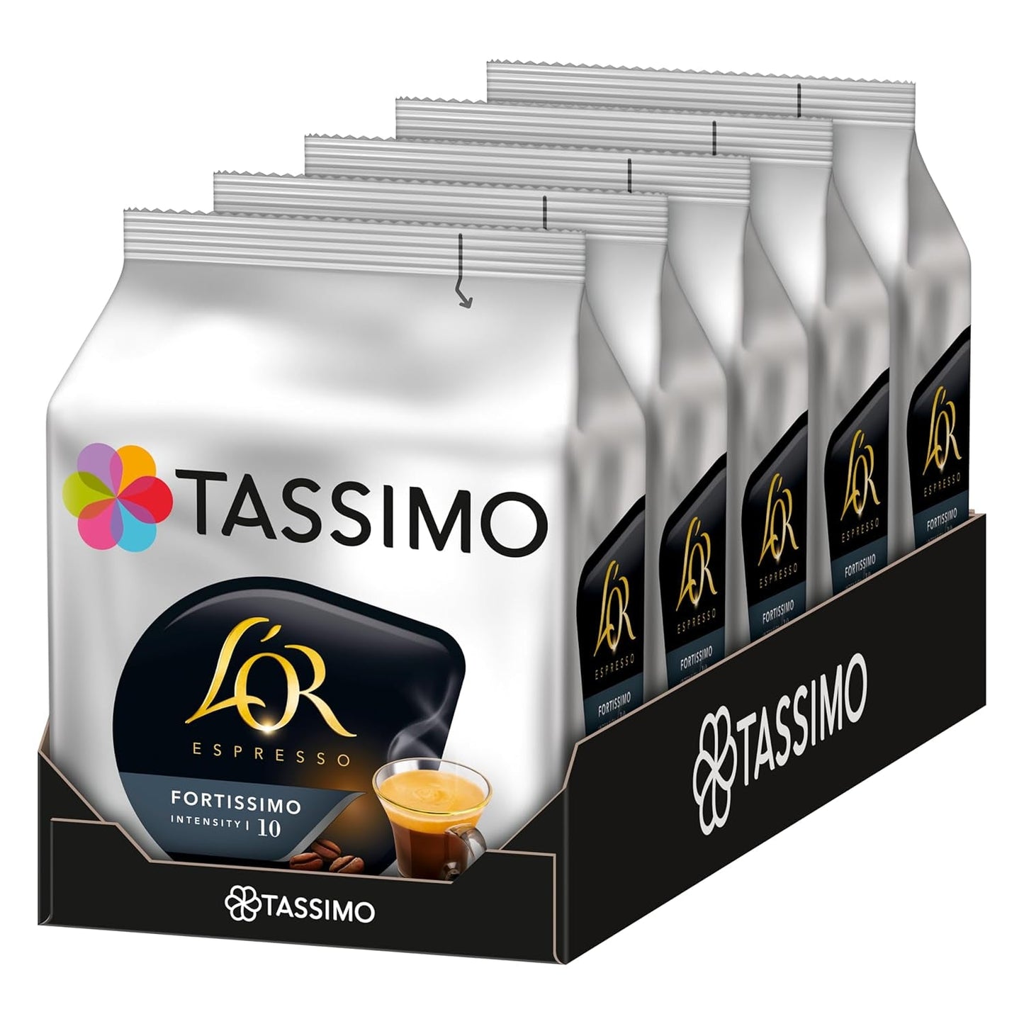 Tassimo Kapseln L'OR Espresso Fortissimo, 5 x 16 cápsulas, 80 cápsulas de café