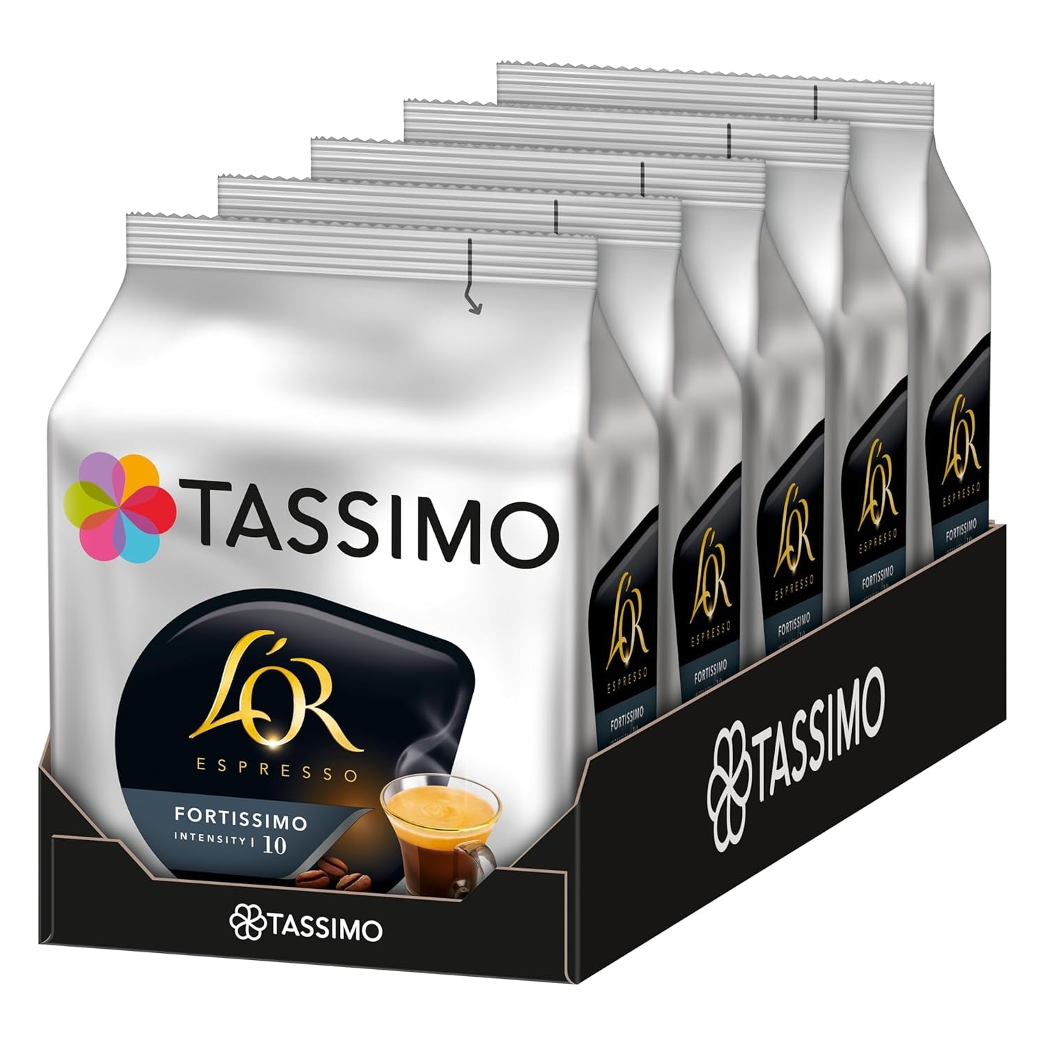 Tassimo Kapseln L'OR Espresso Fortissimo, 5 x 16 cápsulas, 80 cápsulas de café