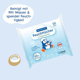 PAEDIPROTECT Toallitas húmedas para bebés 1 x 10 piezas Toallitas húmedas sensibles al agua para bebés 99% de agua Sin fragancia Bebés y niños Piel delicada Extracto de coco Sin microplásticos Vegano (paquete de 5)