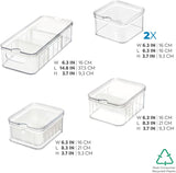 iDesign Cajas de almacenaje para frigorífico, organizador con tapa en juego de 5, cajas de plástico reciclado para organizar consumibles, cajas de almacenaje para alimentos transparentes y blancas Naty Shop