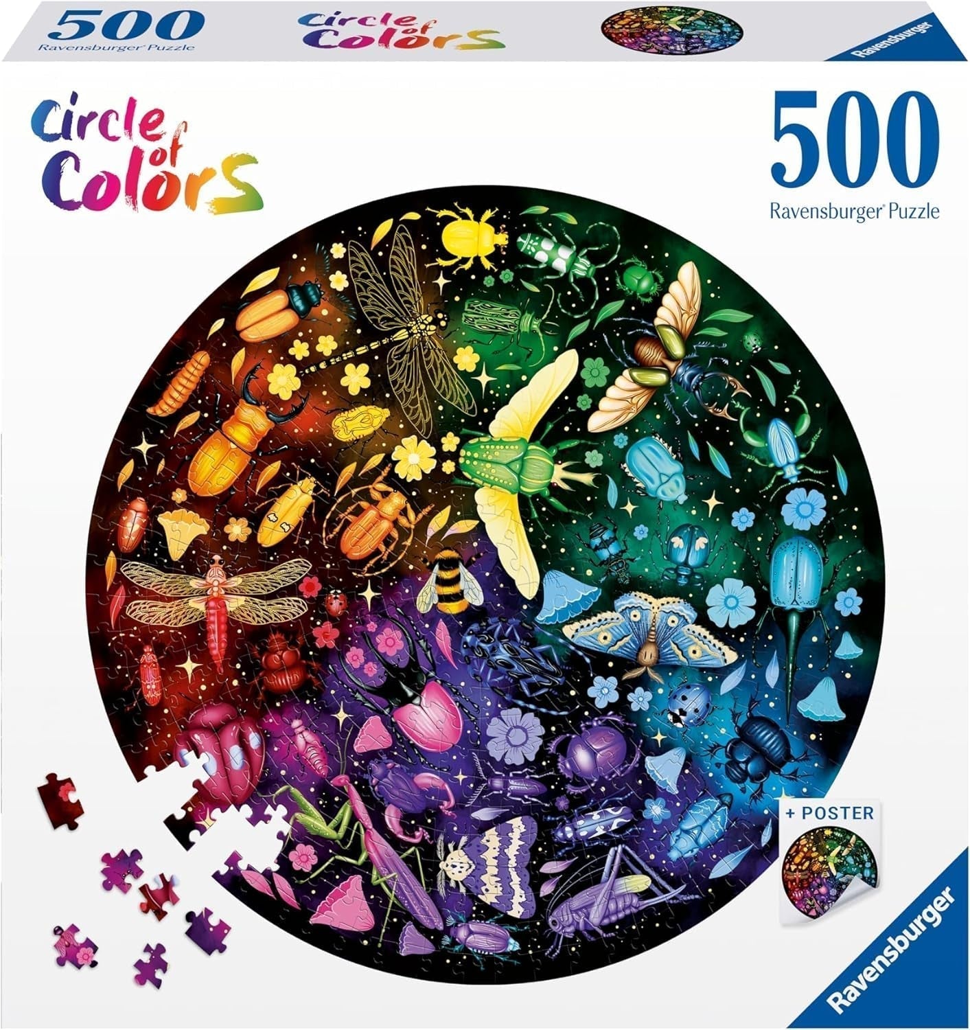Ravensburger - Puzzle para adultos - Puzzle redondo de 500 piezas - Apto a partir de 12 años - Insectos (rueda cromática) - Puzzle fabricado en Europa - 12000820 Puzzle Naty Shop