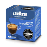 Lavazza A Modo Mio Dek Cremoso, 256 cápsulas de café, para espresso descafeinado con notas aromáticas de almendras y canditis, 100% Arábica, intensidad 7/13, tueste medio, 16 paquetes