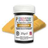 Pasta colorante alimentaria Sugarflair Colourflex Extra Paste Golden - Colorante alimentario comestible para crema de mantequilla, chocolate, pasta de azúcar, glaseado, fondant, mezclas para pasteles, masa y más - 25 g