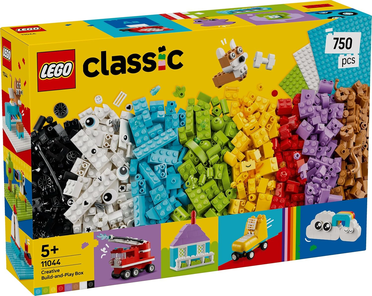 Set creativo LEGO Classic para construir y jugar - set con ladrillos de colores - construye una casa, un perro, un coche divertido, un teclado de piano y un arcoíris - set de manualidades para niños y niñas a partir de 5 años Juegos de construcción Besuche den LEGO-Store