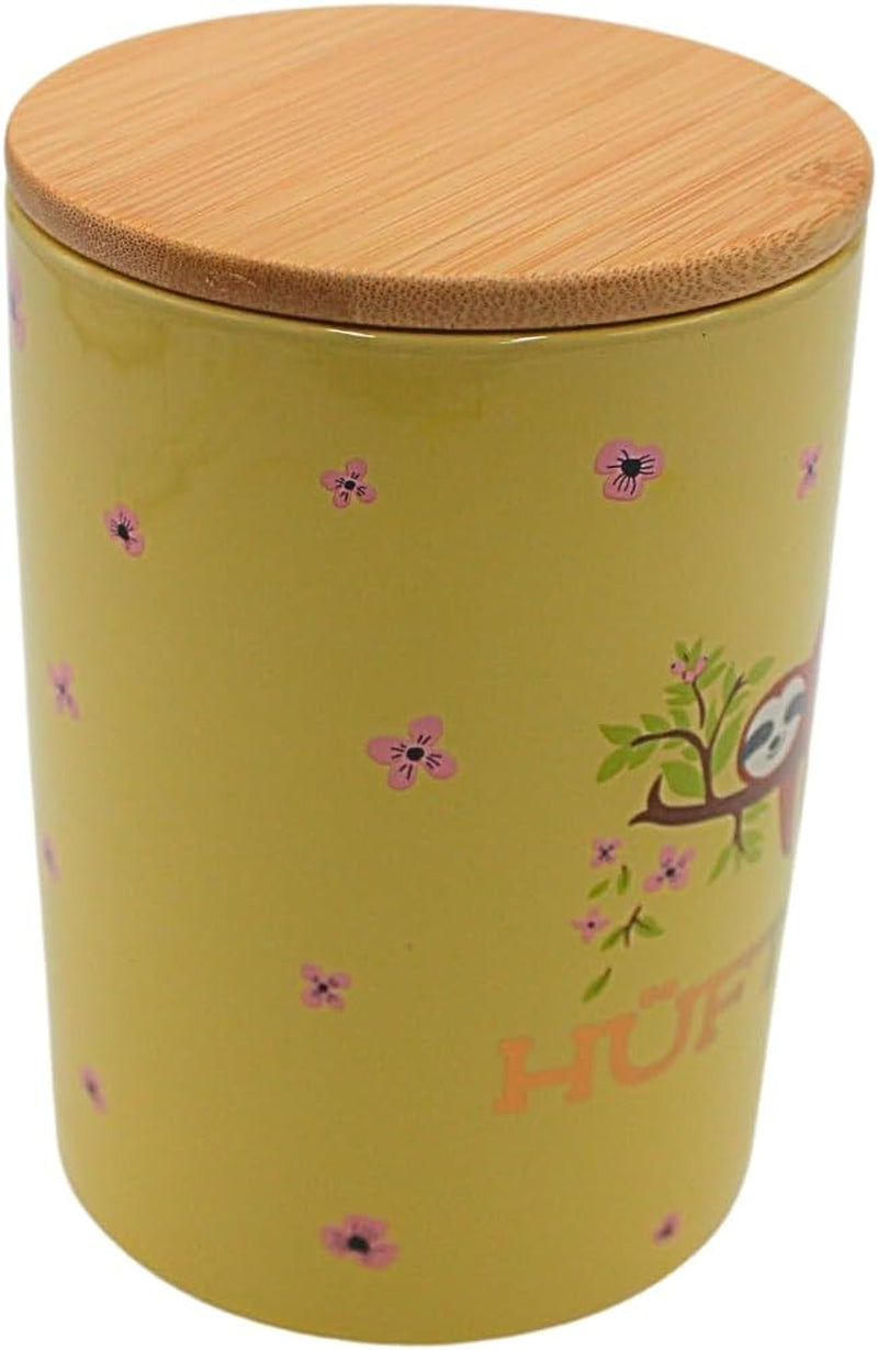 Dekohelden24 Elegante caja de cerámica para guardar café, alimentos frescos y galletas Hüftgold. La razón: pereza. Dimensiones: Alto/Ø 15,6 x 11 cm. Naty Shop cajas para guardar alimentos