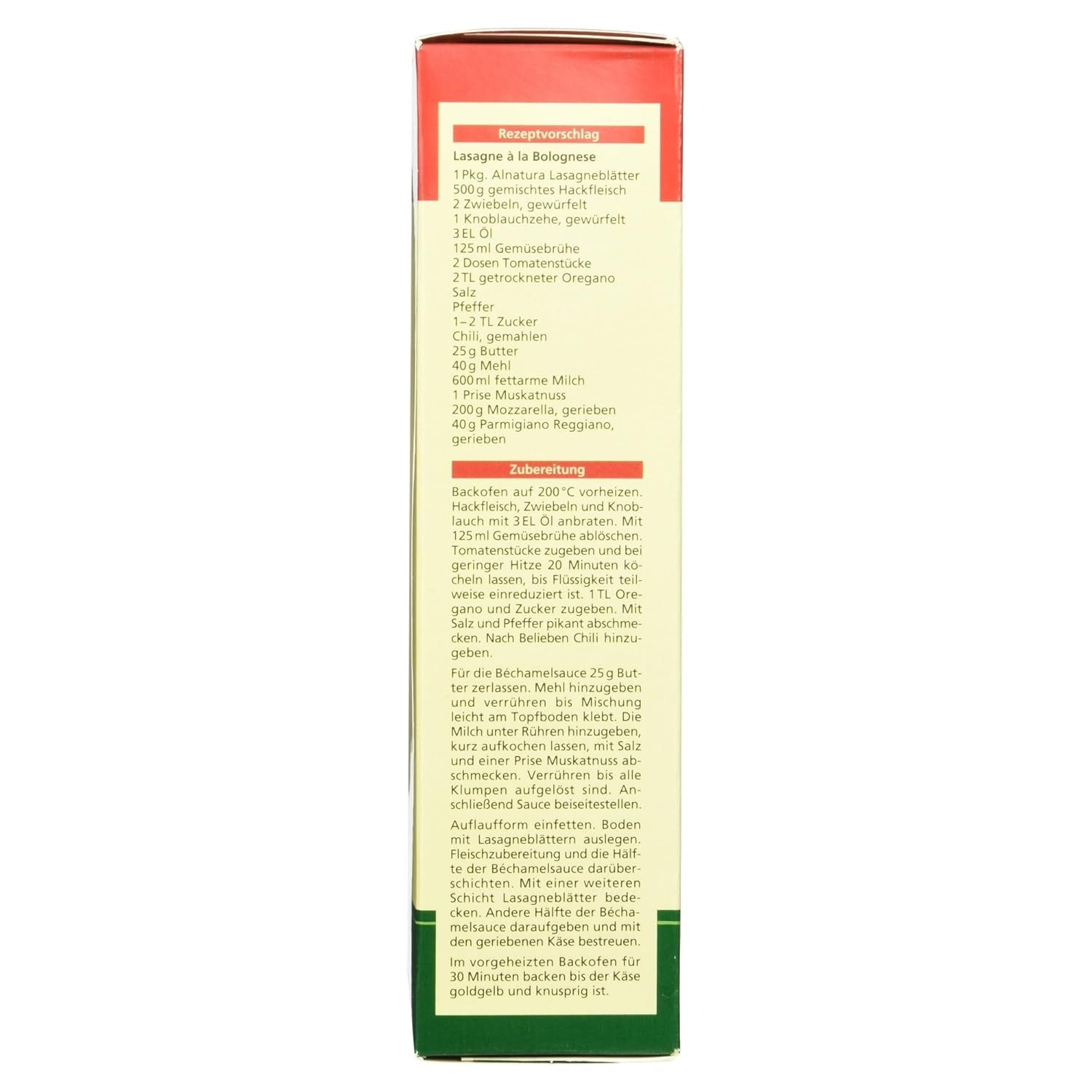 Lasaña ecológica, 250g
