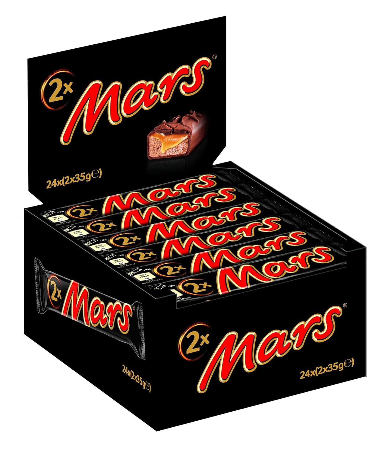Barritas de chocolate Mars, con caramelo, turrón y chocolate con leche, 32 paquetes x 51g