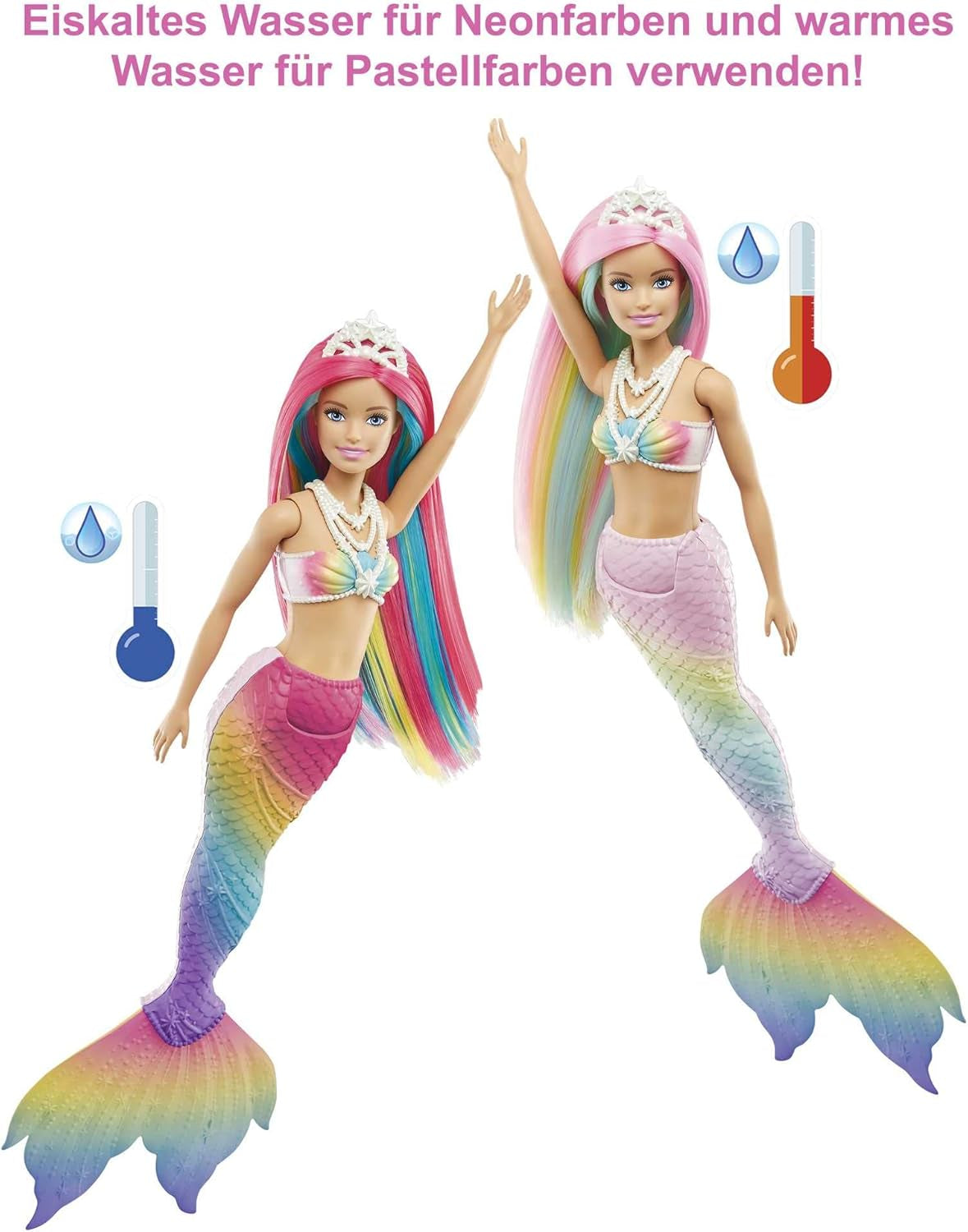 Barbie Dreamtopia Sirena Mágica Arcoíris, Barbie Sirena con Pelo Arcoíris, Muñeca que Cambia de Color Activada por Agua, Juguete 3 Años, Regalo Niña, GTF89 Naty Shop Muñecas