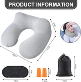 Aiqinu Almohada inflable para el cuello, almohada de viaje, almohada inflable compacta de cuello rápido con funda de almohada lavable para viajes en coche, avión, tren, oficina, almohadas de viaje familiares Naty Shop